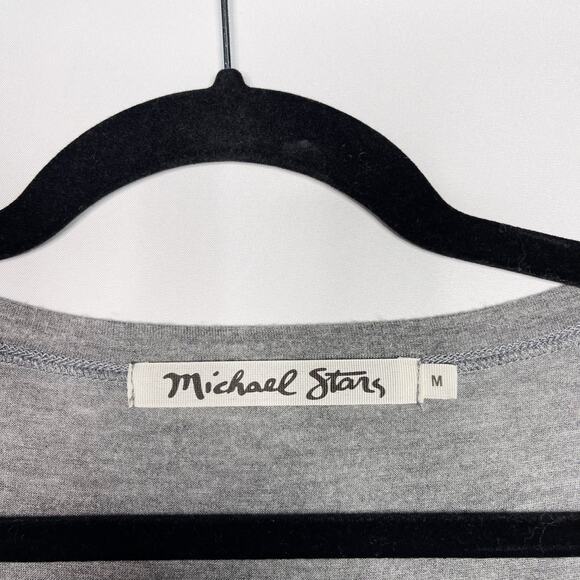 Michael Stars Medium M Heather Gray 3/4 Sleeve Tie Front Tee Scoop Neck Tshirt - Picture 6 of 8